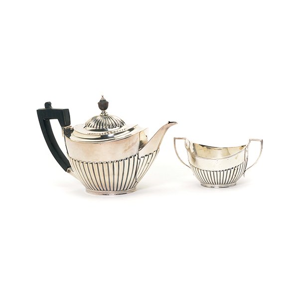 English Sterling Teapot and Creamer, William Gibson & (1 of 9)