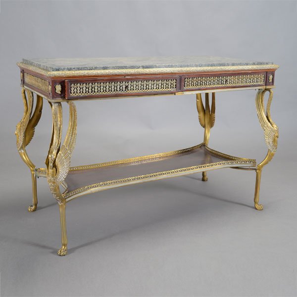 Empire Style Gilt Brass Mounted Marble Console Table (1 of 4)
