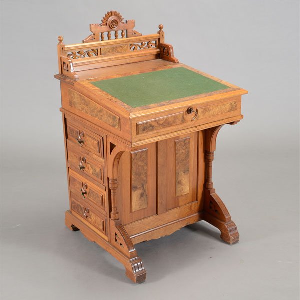 Renaissance Revival Burl Walnut Davenport Desk (1 of 4)