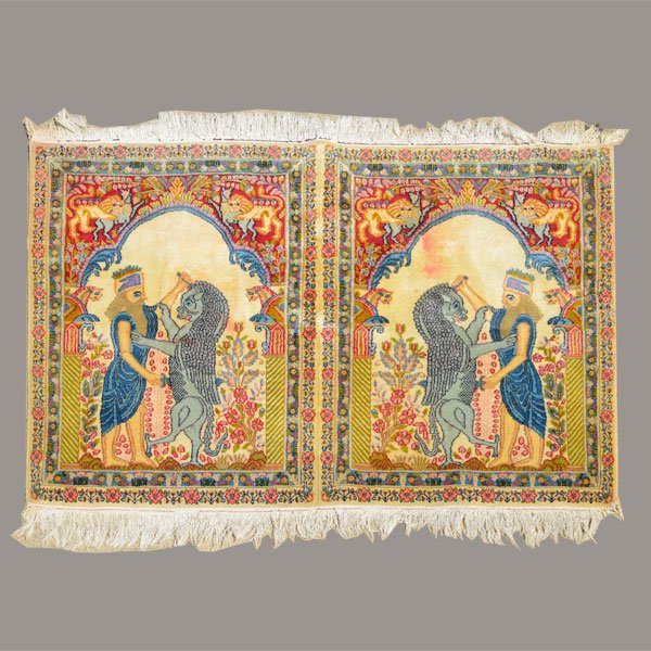 Kerman Pictorial Rug: 3 feet 3 inches x 4 feet 7 inches (1 of 4)