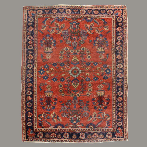 Sarouk Rug: 3 feet 5 1/2 inches x 4 feet 9 1/2 (1 of 4)