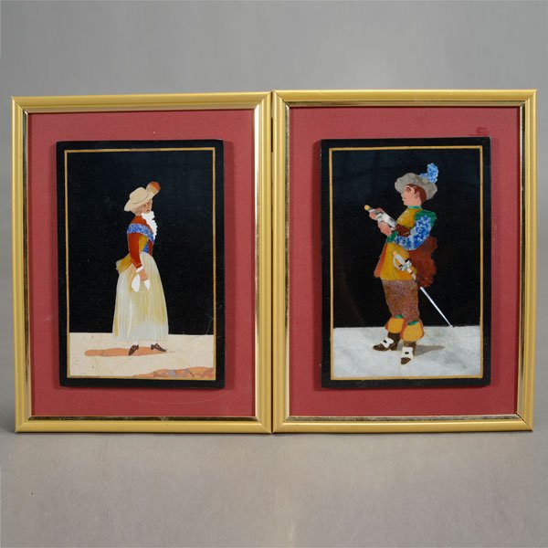 Pair of Framed Pietra Dura Plaques (1 of 5)