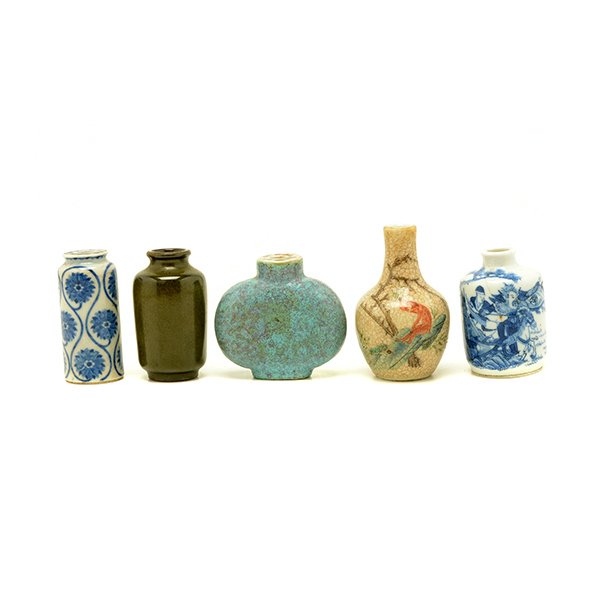 Five Porcelain Snuff Bottles, 19th Century (1 of 10)