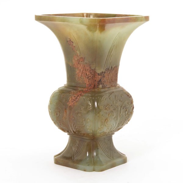 A Mottled Celadon Jade Archaistic Vase (1 of 6)