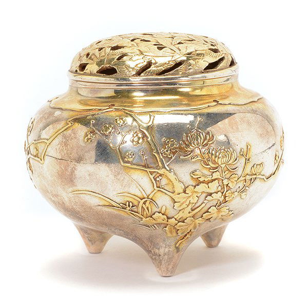 A Japanese Parcel Gilt-Silver Covered Koro, Early 20th (1 of 10)
