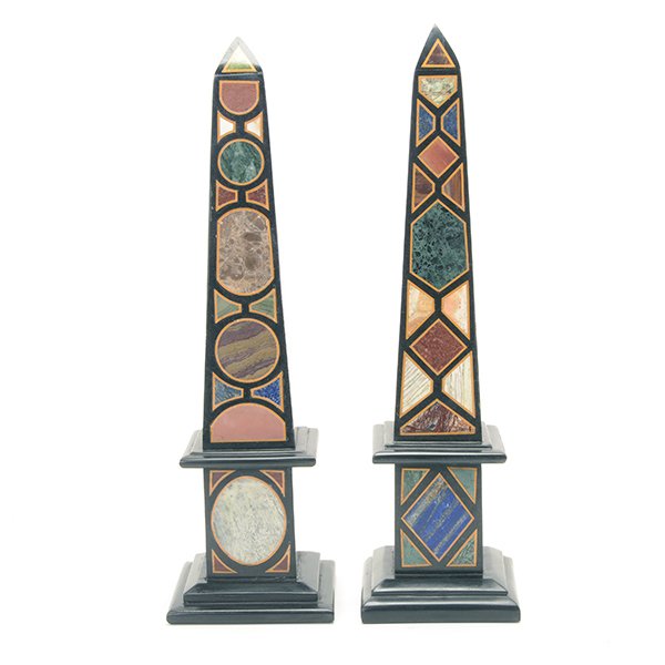 Pair of Grand Tour Style Specimen Marble Obelisks (1 of 8)
