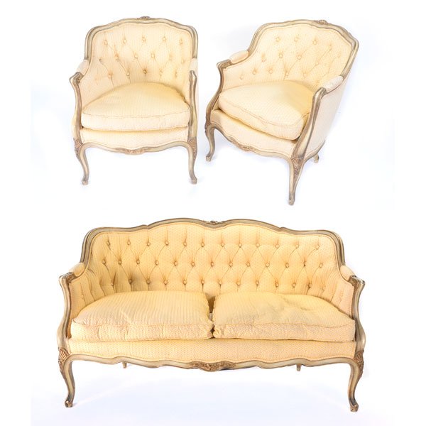 Louis XV Style Three Piece Suite, Painted and Parcel (1 of 5)