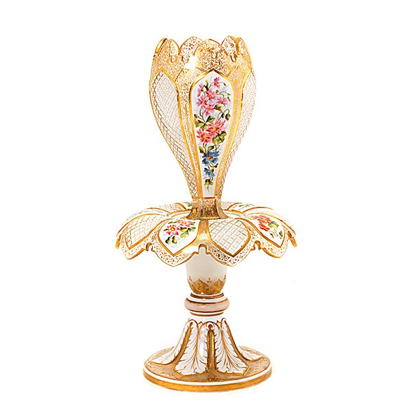 Bohemian Gilt Decorated Floral Painted Two Piece Vase (1 of 10)