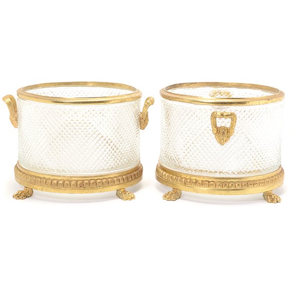 Pair of Empire Style Gilt Bronze Mounted Cut Glass (1 of 9)