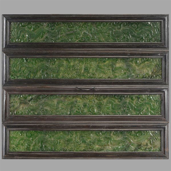 Set of Four Chinese Spinach Jade Wall Plaques (1 of 5)