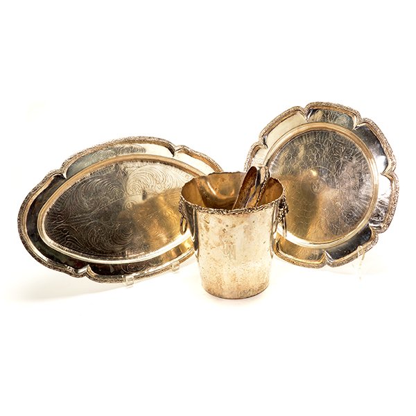 Two 925 Sterling Etched Trays Together with a 900 (1 of 10)