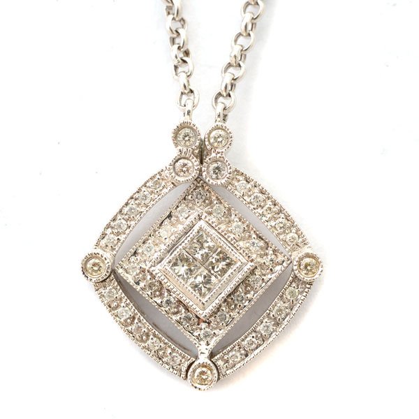Diamond, 14k White Gold Transformable Pendant Necklace. (1 of 4)