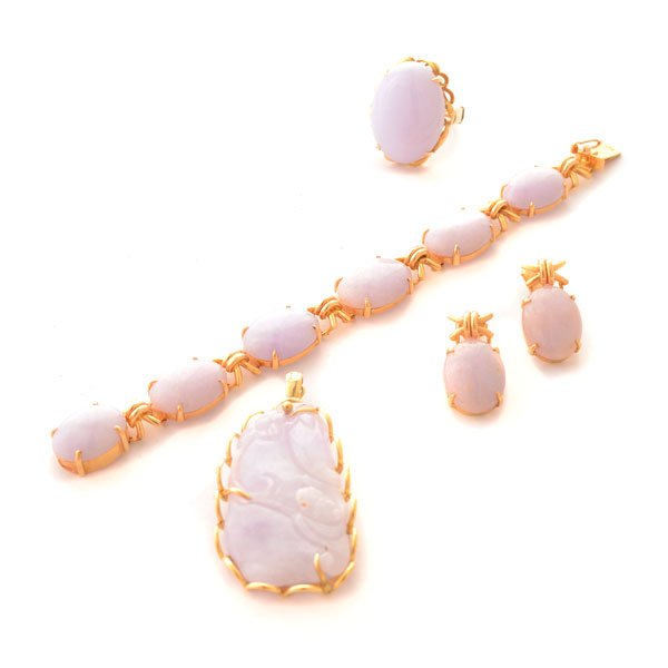 Lavender Jade, 14k Yellow Gold Jewelry Suite. (1 of 5)