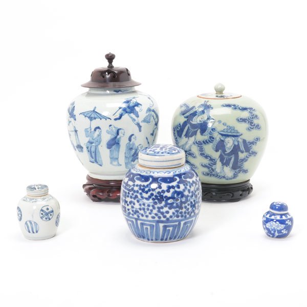 Five Underglaze Blue Jars, 19th Century (1 of 9)