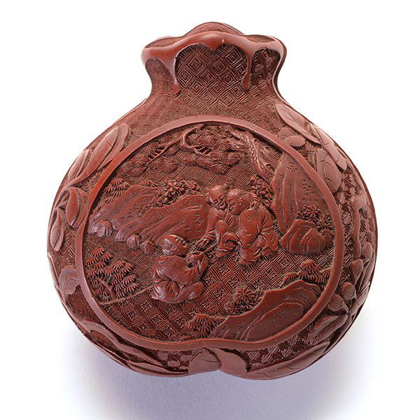 A Cinnabar Lacquer Pomegranate-Form Box & Cover, Qing (1 of 4)