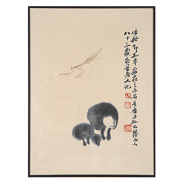 After Qi Baishi (1864-1957): Mantis and Mushrooms (1 of 4)