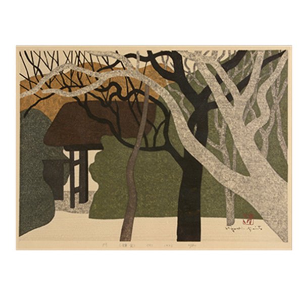 Kiyoshi Saito (1907-1997): Gate, Kamakura: Kiyoshi Saito (1907-1997): Gate, Kamakura Woodblock print, signed, with one seal to the lower right, titled and dated 1973, edition 45 of 80, framed and glazed. {Double Oban, 14 3/4 x 20 1/2 inches (3