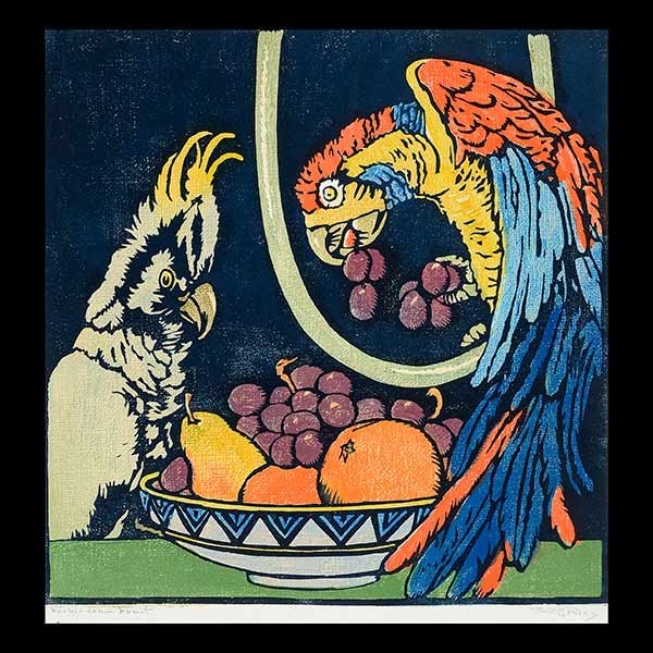 WILLIAM S. RICE "Forbidden Fruit" Woodblock Print. (1 of 5)