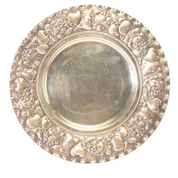 Continental Silver Repousse Tray with Fruit (1 of 4)