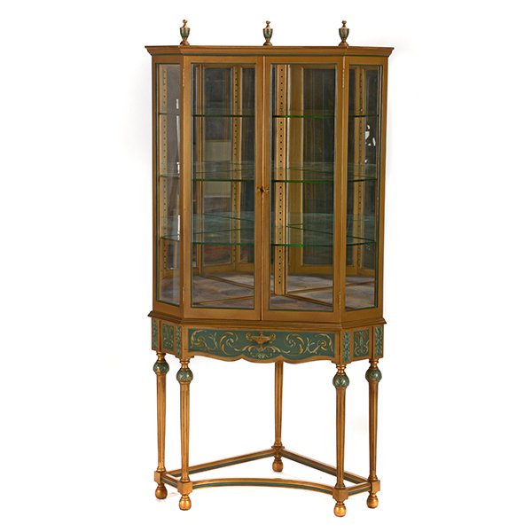 Venetian Style Painted Vitrine Corner Cabinet with (1 of 7)