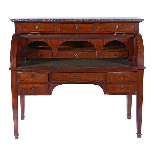 French Restoration Mahogany Roll Top Writing Desk (1 of 6)