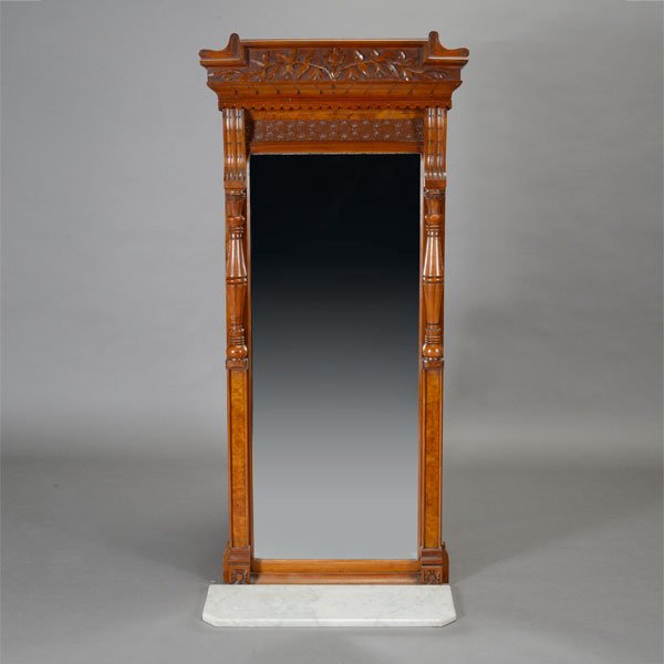 Victorian Aesthetic Movement Burl Walnut Pier Mirror (1 of 4)