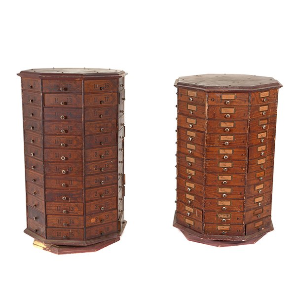 Associated Pair of Pine Octagonal Form Revolving Retail (1 of 4)
