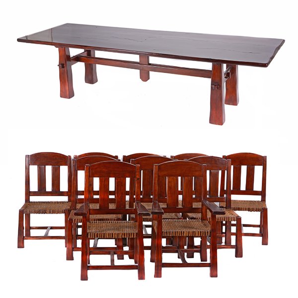 Argentinan Algarrobo Wood Three Plank Trestle Dining (1 of 10)