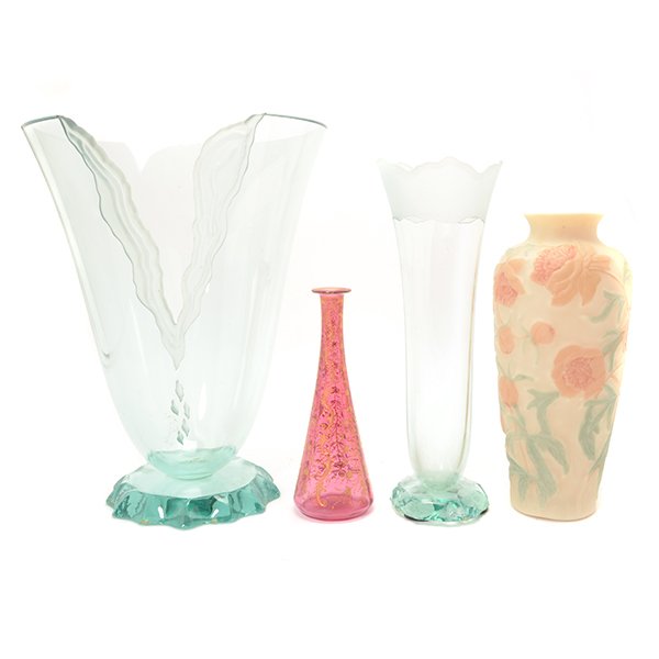 Two Stephen Schlanser Contemporary Art Glass Vases and (1 of 9)