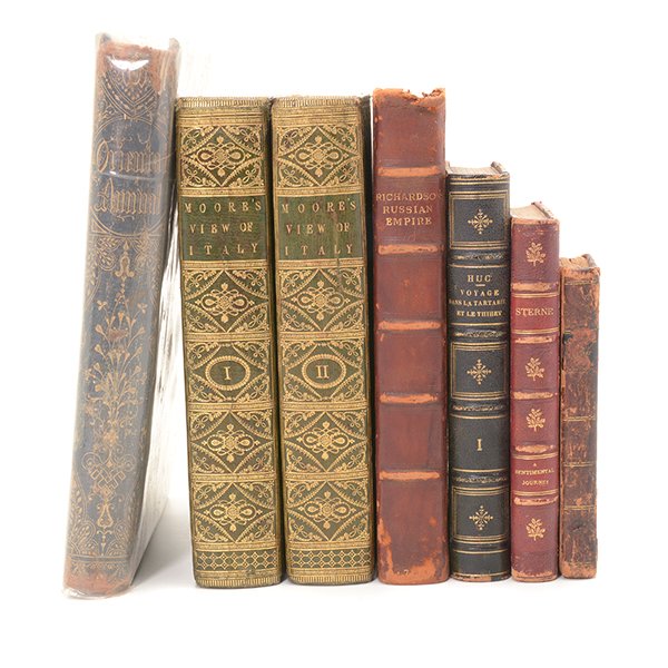 Seven 19th Century Volumes on European Travel and: Seven 19th Century Volumes on European Travel and History: comprising John Moore, A View of Society and Manners in Italy, 2 vol., spines gilt with green morocco labels, for W.Strahan; and T.Cadell, 17