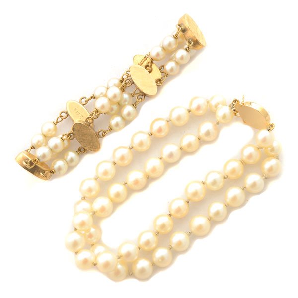 Collection of Two Cultured Pearl, 14k Yellow Gold (1 of 4)