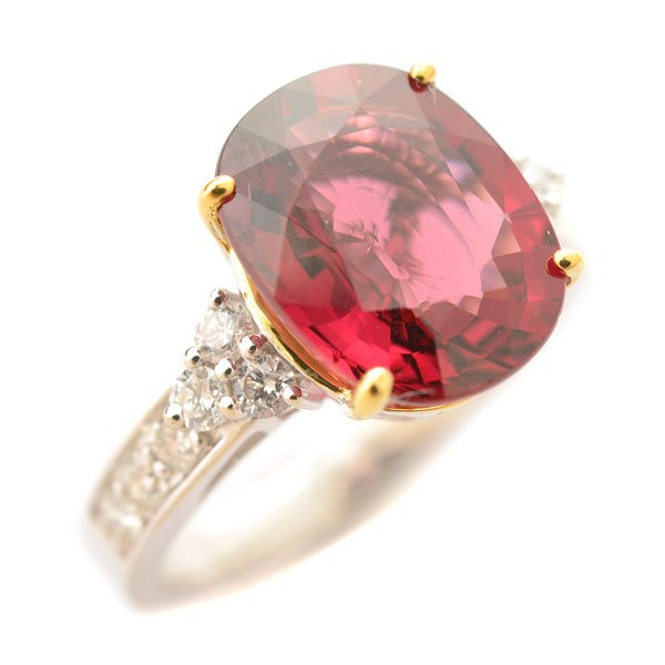 Garnet, Diamond, 14k Gold Ring. (1 of 4)