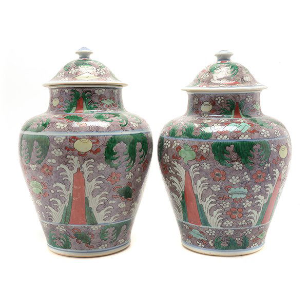 A Pair of Polychrome Jars and Covers, Transitional (1 of 9)