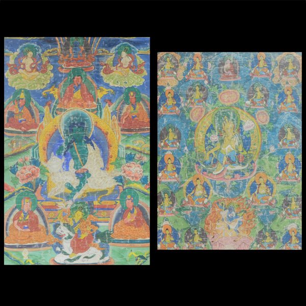 Two Tibetan Painted Thangkas, 19th Century (1 of 5)