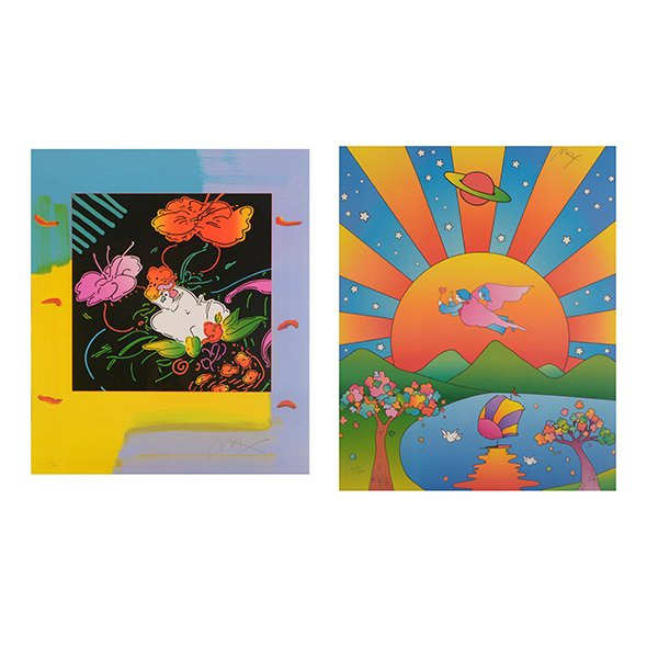 PETER MAX Flying Angel & Portrait w Flowers, Serigraphs (1 of 9)