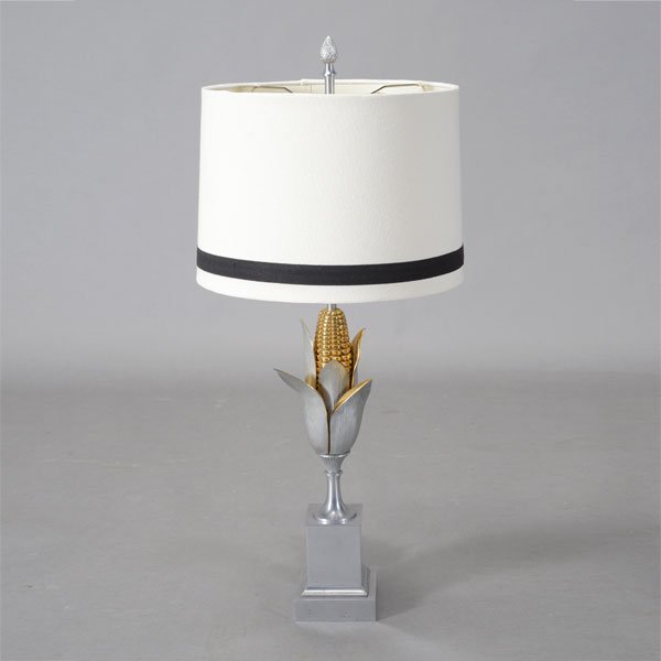 Maison Charles Bronze and Steel Corn-form Table Lamp (1 of 1)