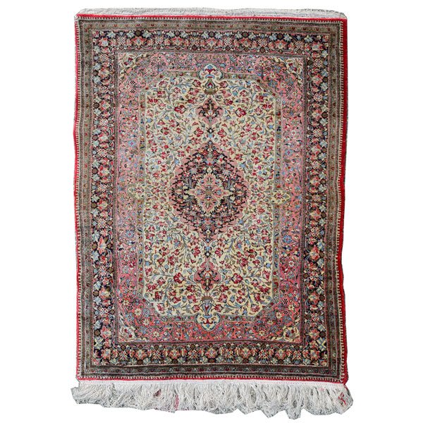 Silk Qum Rug: 3 feet 5 1/2 inches x 5 feet 5 inches (1 of 4)