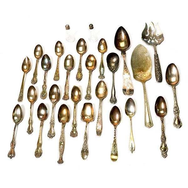 Collection of Eighteen Sterling Teaspoons, etc. (1 of 9)