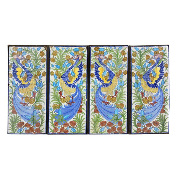 Four Italian Tile Peacock Plaques (1 of 7)