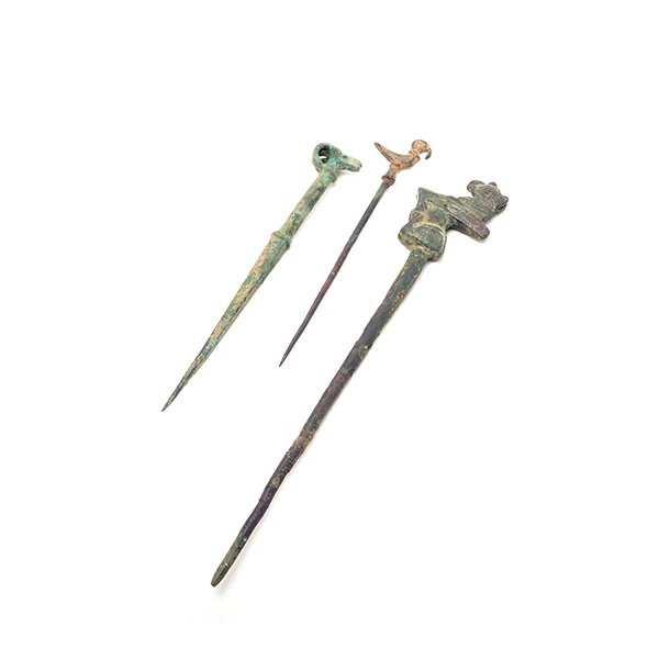 Three Luristan Bronze Kohl Jar Pins (1 of 6)