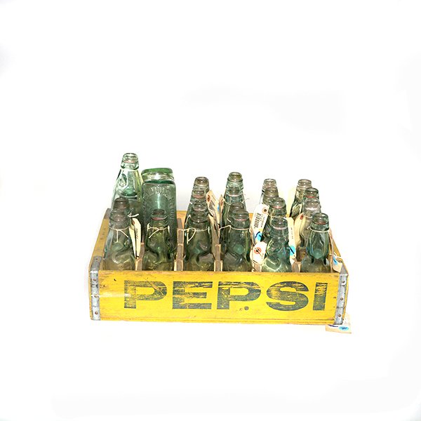 Old Pepsi Crate and Twenty four Soda Pop Jars Over All (1 of 1)