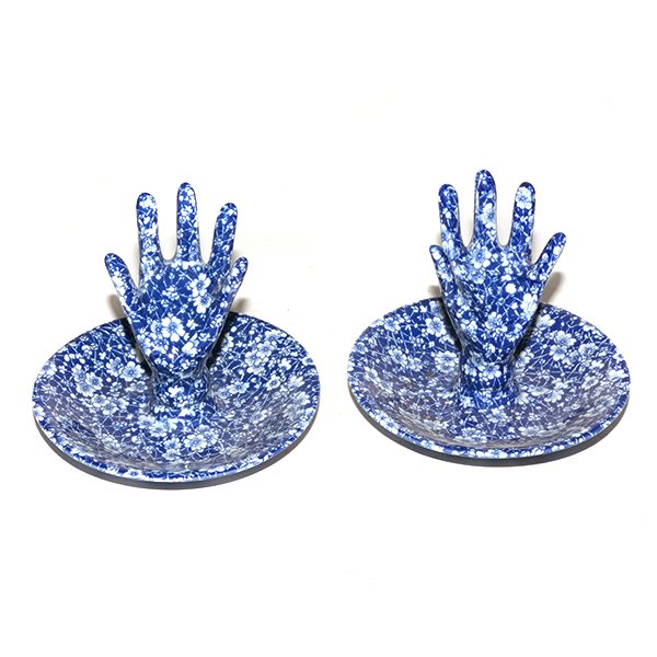 Two Blue and White Jewelry Handstand  H7" x Diameter (1 of 1)