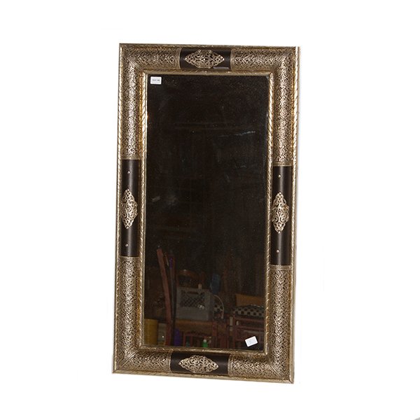 Silver and Leather Moroccan Mirror  H47" x W26" x (1 of 1)