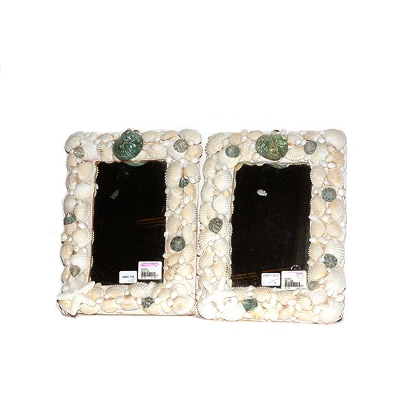 Two Multi Colored Rectangular Seashell Mirrors  H16" x (1 of 1)