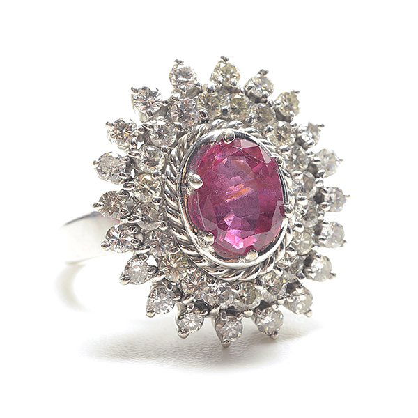 Ruby, Diamond, 14k White Gold Ring. (1 of 4)