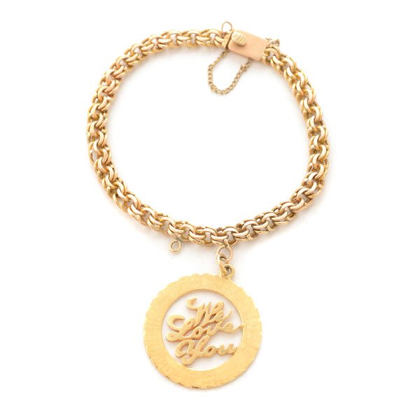 14k Yellow Gold Bracelet with Circle Charm. (1 of 4)