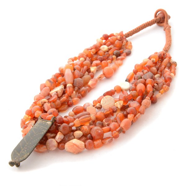 Central Asian Carnelian Bead, Bronze Necklace. (1 of 4)