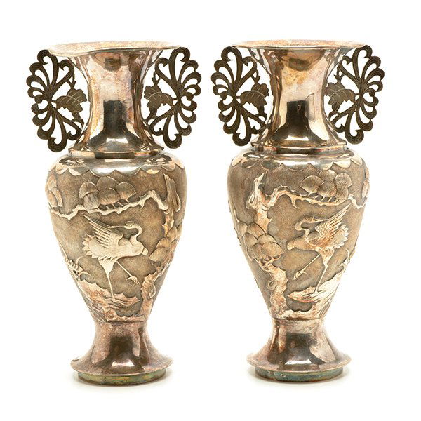 A Pair of Chinese Export Silver Vases, Republic Period (1 of 10)