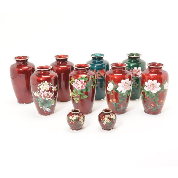 Ten Japanese CloisonnÈ Vases in Various Colors (1 of 10)