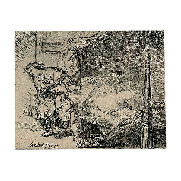 After REMBRANDT "Joseph and Potiphar's" Etching. (1 of 7)